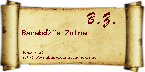 Barabás Zolna névjegykártya